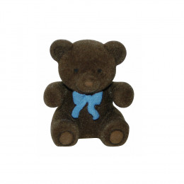 Bouton ourson 42mm résine velours marron