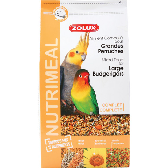 Aliments complets pour grandes perruches ZOLUX Nutrimeal 800 g