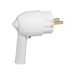 Fiche plastique 2P+T 16A à extraction facilitée et sortie latérale