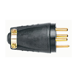 Fiche mâle avec terre - caoutchouc - 20A - 4 broches