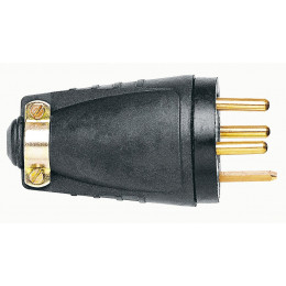 Fiche mâle avec terre - caoutchouc - 20A - 4 broches