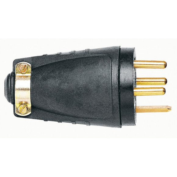 Fiche mâle avec terre - caoutchouc - 20A - 4 broches