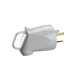 Fiche de puissance mâle avec terre 20A - avec anneau - 2 broches