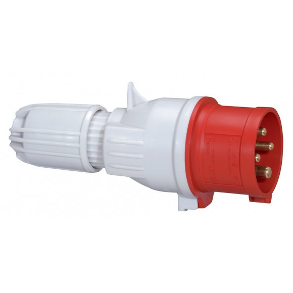 Fiche de puissance mâle avec terre 16A - 400V - droite - IP44-4broches