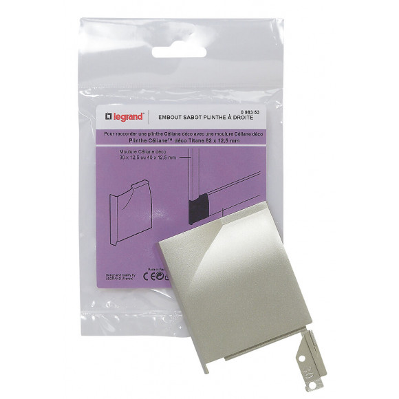 Sabot droit - pour plinthe Céliane déco 82x12.5mm - Titane
