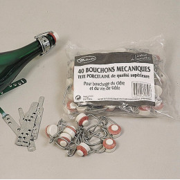 40 bouchons mécaniques tête porcelaine