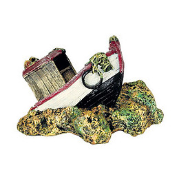 Décoration petit chalutier pour aquarium