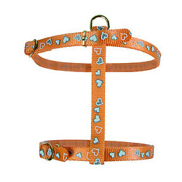 Harnais réflectif pour chat Coeur réglable orange