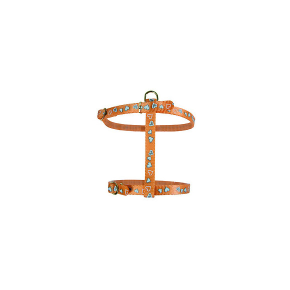 Harnais réflectif pour chat Coeur réglable orange