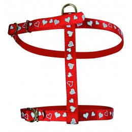 Harnais réflectif pour chat Coeur réglable rouge