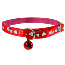 Collier réflectif pour chat Coeur 30cm rouge