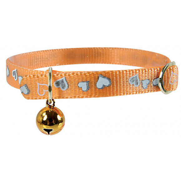 Collier réflectif pour chat Coeur 30cm orange