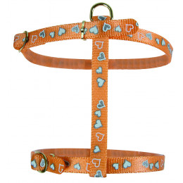 Harnais réflectif pour chat Coeur réglable orange