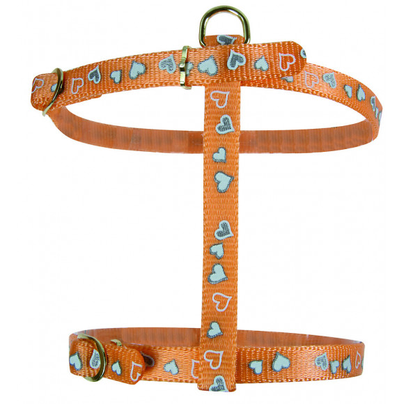Harnais réflectif pour chat Coeur réglable orange