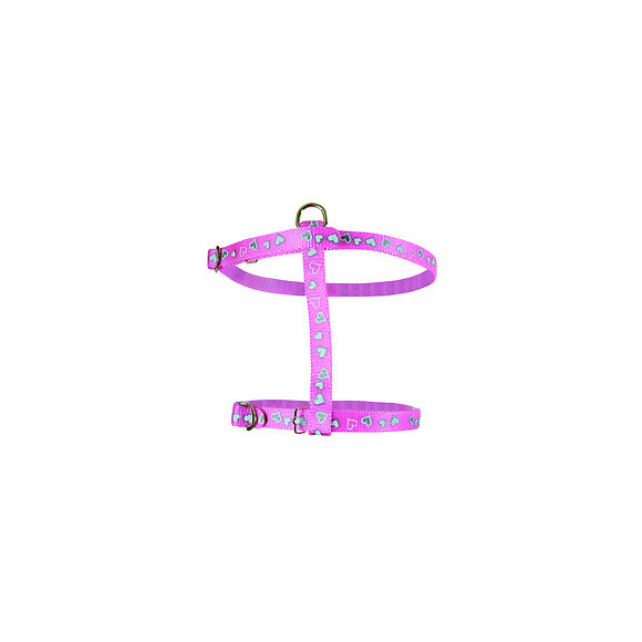 Harnais réflectif pour chat Coeur réglable rose