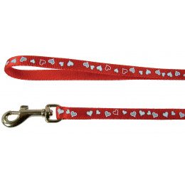 Laisse réflective pour chat coeur 1m rouge