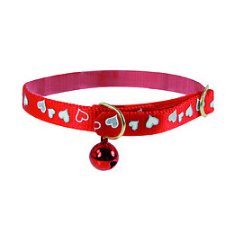 Collier réflectif pour chat Coeur 30cm rouge