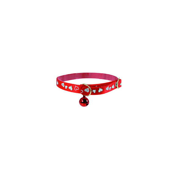 Collier réflectif pour chat Coeur 30cm rouge