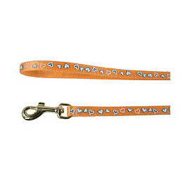 Laisse réflective pour chat coeur 1m orange