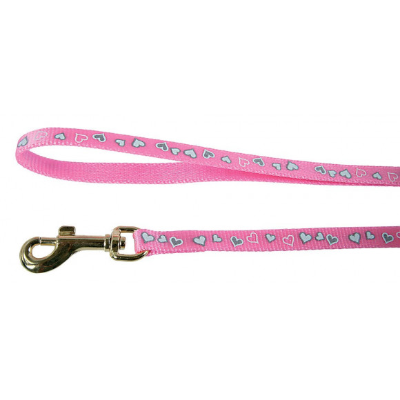 Laisse réflective pour chat coeur 1m rose