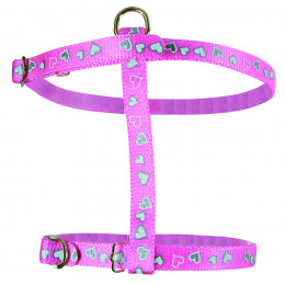 Harnais réflectif pour chat Coeur réglable rose