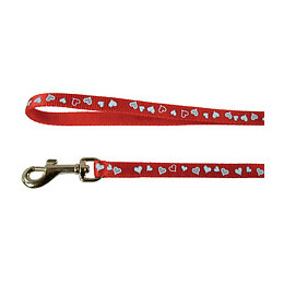 Laisse réflective pour chat coeur 1m rouge