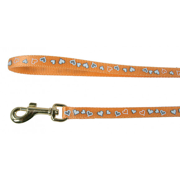 Laisse réflective pour chat coeur 1m orange