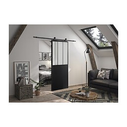 kit porte coulissante 93 cm atelier noir vdb rail apparent noir