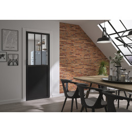 Porte rénovation atelier noir 73cm poussant droit