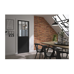 Porte rénovation atelier noir 73cm poussant droit