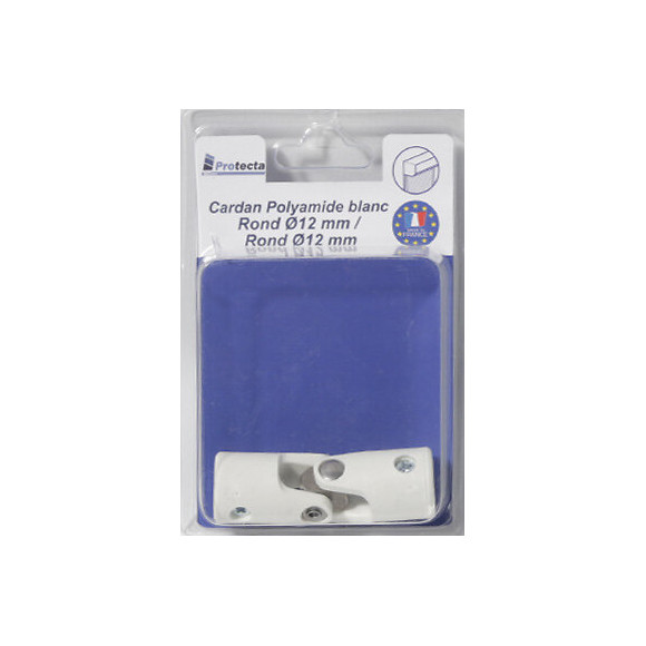 Cardan manivelle volet roulant rond 12mm poly Blanc