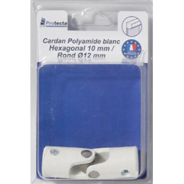 Cardan manivelle volet roulant hex10/rond12 poly Blanc
