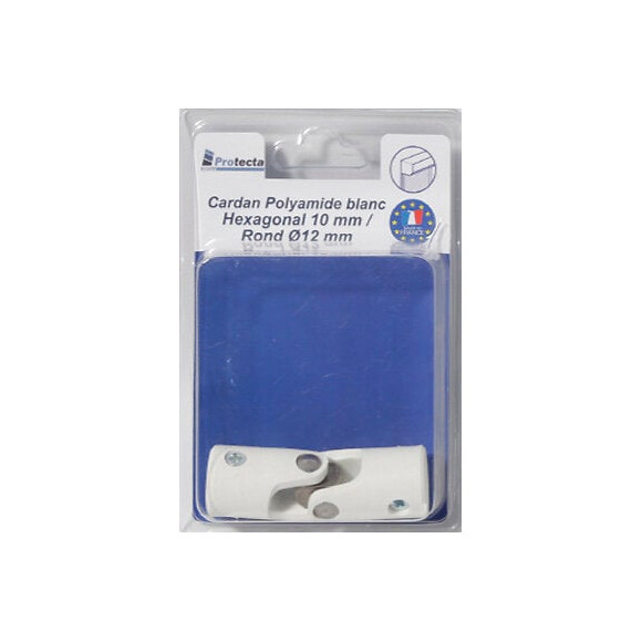 Cardan manivelle volet roulant hex10/rond12 poly Blanc