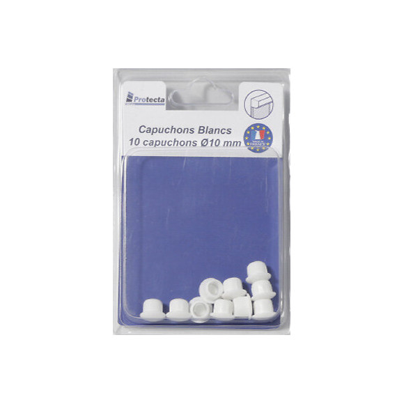 Capuchon Blanc pour trou de diamètre 10mm - Lot de 10