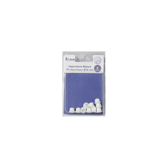 Capuchon Blanc pour trou de diamètre 10mm - Lot de 10