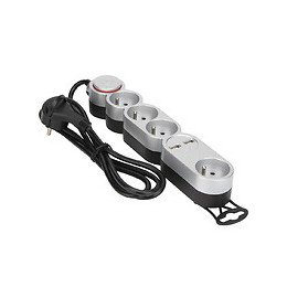 BlocS 4prises 2USB SILVER