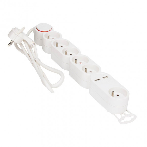 Bloc 6prises + 2USB BLANC