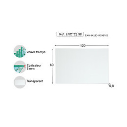Plateau verre transparent 120x80cm