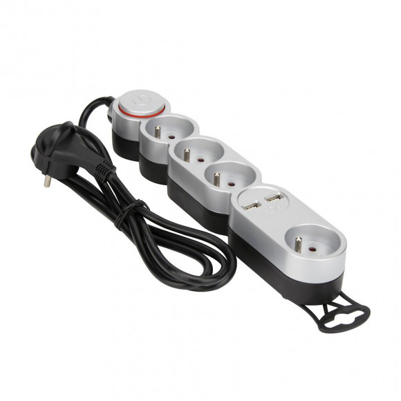 BlocS 4prises 2USB SILVER