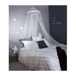 Moustiquiaire ciel de lit 1 personne tulle Blanc