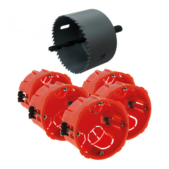 Lot 5 boîtes d'encastrement placo vendue avec scie-cloche