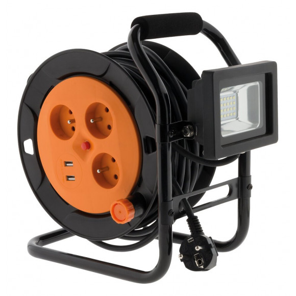 Enrouleur 15m avec projecteur LED 10W intégré