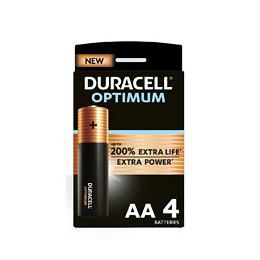 Piles alcalines AA x4 Duracell Optimum, 1.5V LR06