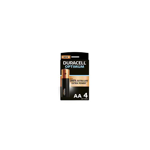 Piles alcalines AA x4 Duracell Optimum, 1.5V LR06