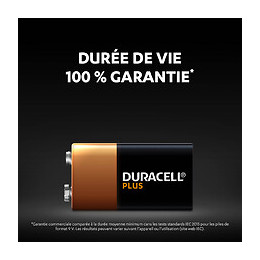 Piles alcalines 9V x1 Duracell Plus, 6LR61