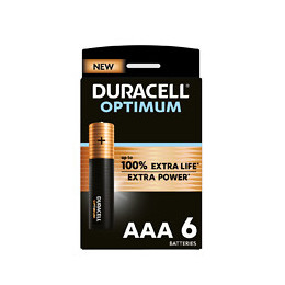 Piles alcalines AAA x6 Duracell Optimum, 1.5V LR03