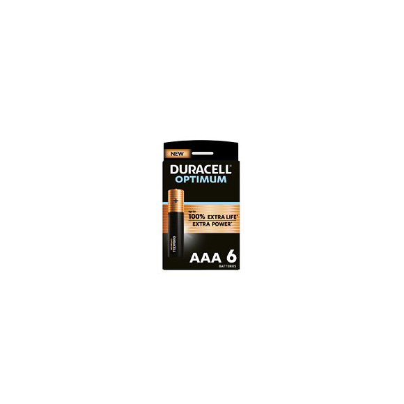 Piles alcalines AAA x6 Duracell Optimum, 1.5V LR03
