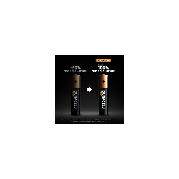 Piles alcalines AAA x4 Duracell Plus, 1.5V LR03