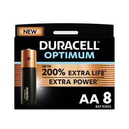 Piles alcalines AA x8 Duracell Optimum, 1.5V LR06