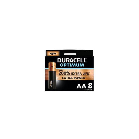 Piles alcalines AA x8 Duracell Optimum, 1.5V LR06